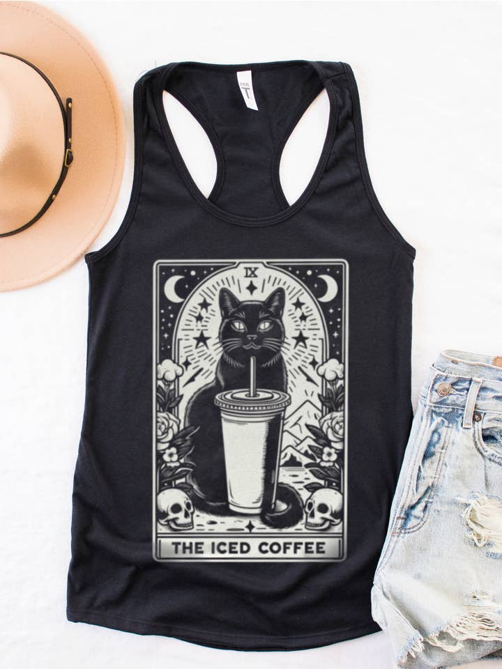 Camiseta Coffee Lover Card Tarot Card Camisa Iced Coffee por atacado de Pretty Attitude Clothing