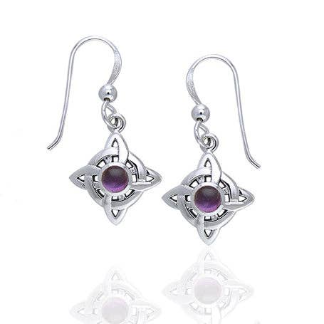 Silver Insanity - Wholesale Dangle Earrings - Witches Knot and Amethyst Sterling Silver Earrings