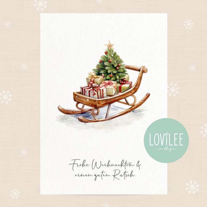 Sleigh | Christmas Card Postcard | No. WP-AC-10 for wholesale by LOViLEE