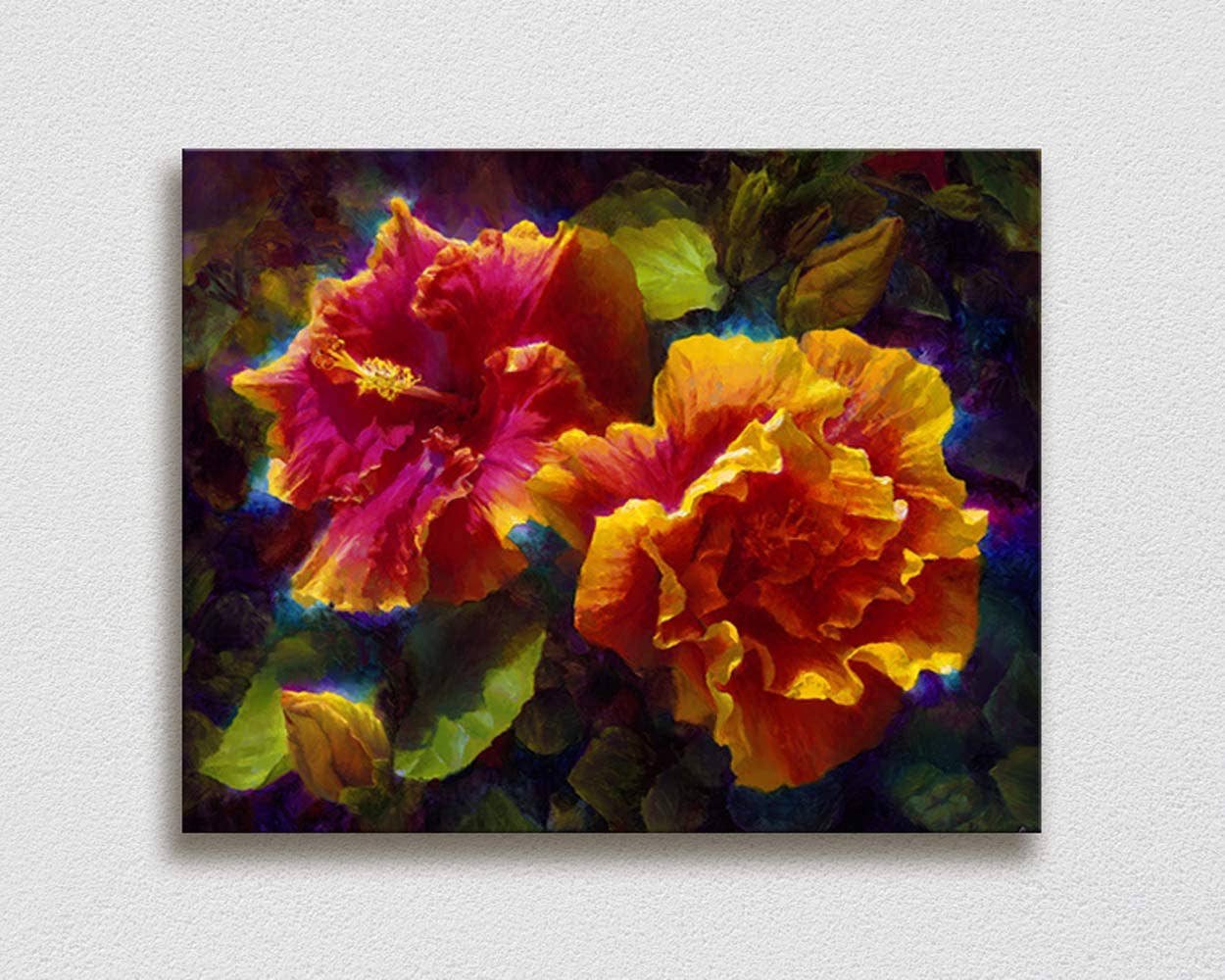 Whitworth Gallery - Wholesale Painting/Drawing - Sunlit Duet - Signed Artist Canvas - Hawaiian Hibiscus Painting4