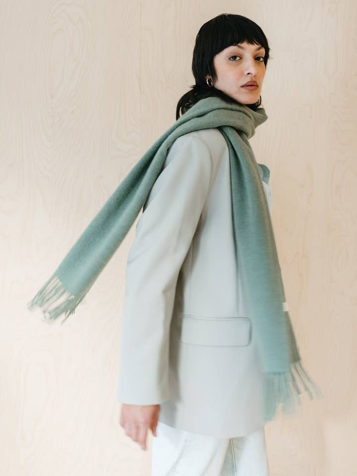 Lambswool Scarf in Sage Melange for wholesale by TBCo