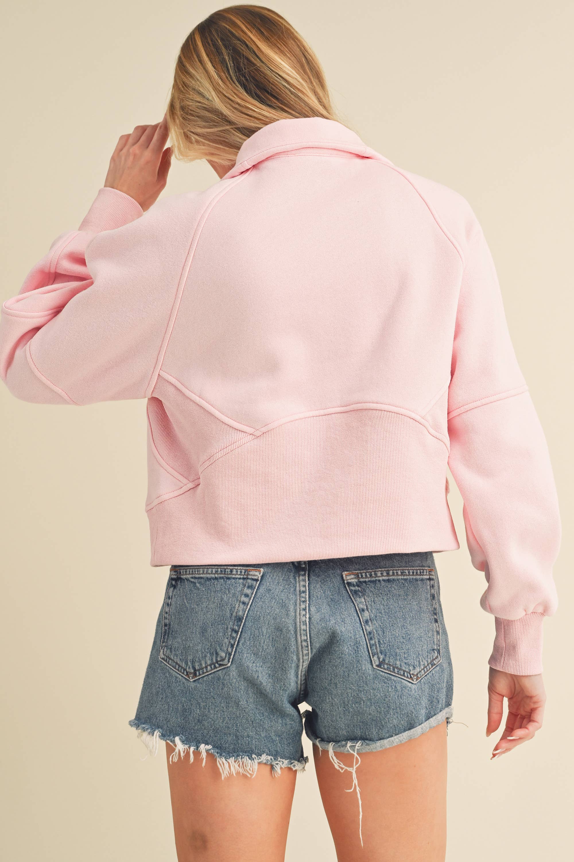 AEMI + CO - Wholesale Sweatshirt - Dames - 950CK Duif, trechterhals, halve ritssluiting, 254