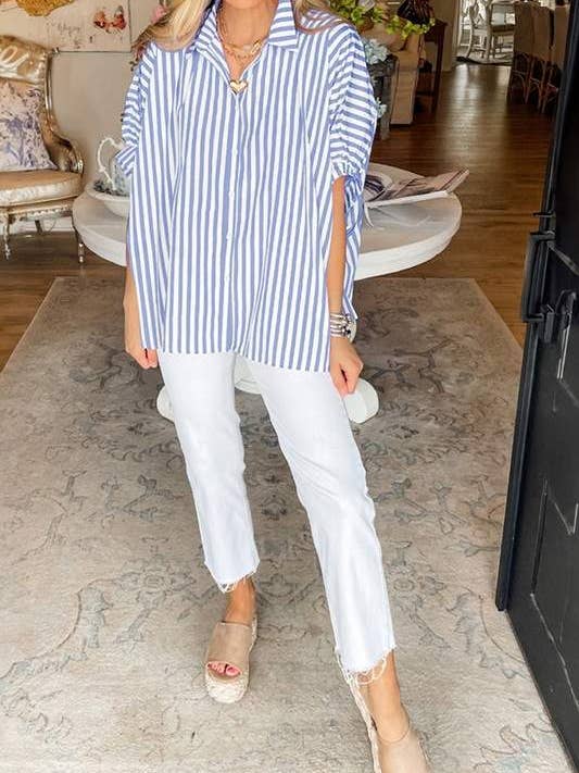 Flarix - Wholesale Button Down Shirt - Women's - striped collared top5