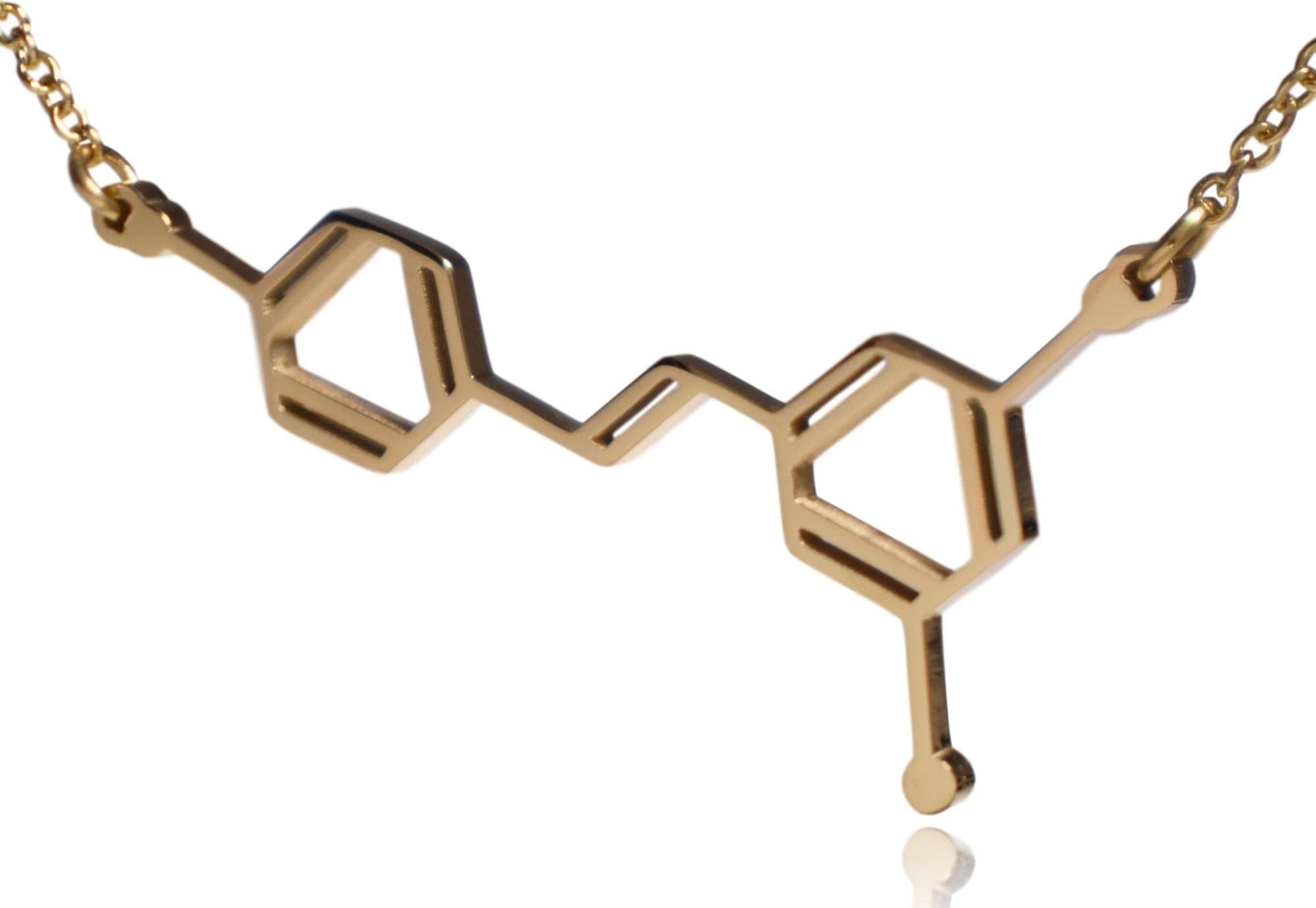 Clayton Jewelry Labs - Vendita all'ingrosso Collana con ciondolo/pendaglio - Collana in acciaio inossidabile con molecola di resveratrolo di vino8
