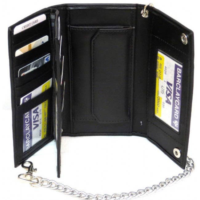 IGI CANADA - Wholesale Wallet - Men's - Faux Leather Men's Tri-fold Trucker Chain Wallet # 4795