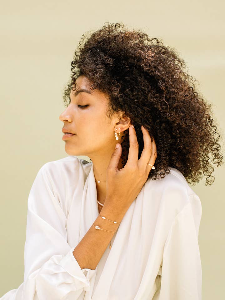 Pixie Earrings- Pearl for wholesale by Marida Jewelry