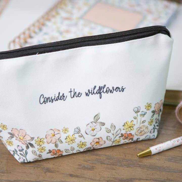 Chosen & Cherished - Wholesale Pencil Case/Pouch - Consider the Wildflowers Pencil Pouch| Bible Study Pencil Bag