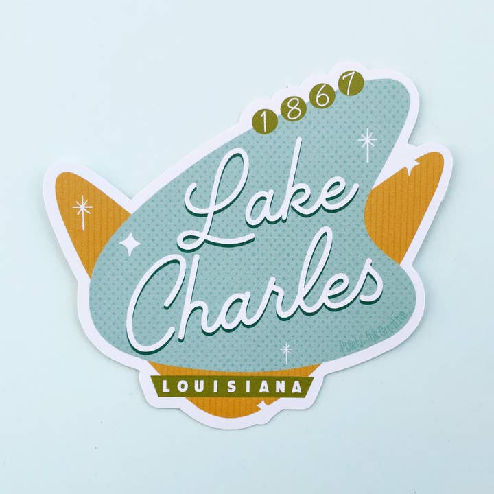 Autocollant Lake Charles en Louisiane - Il était une fois un signe pour la vente par Pixel & Ink Creative