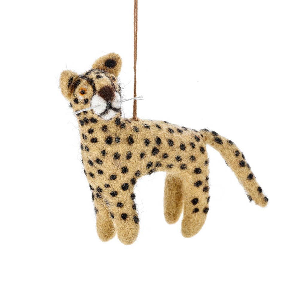 Felt So Good - Wholesale Ornament - Handmade Felt Larry the Leopard Hanging Decoration
