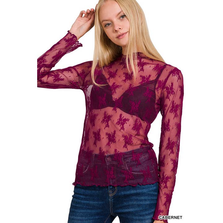 Lace see-through layering top for wholesale by Apolline