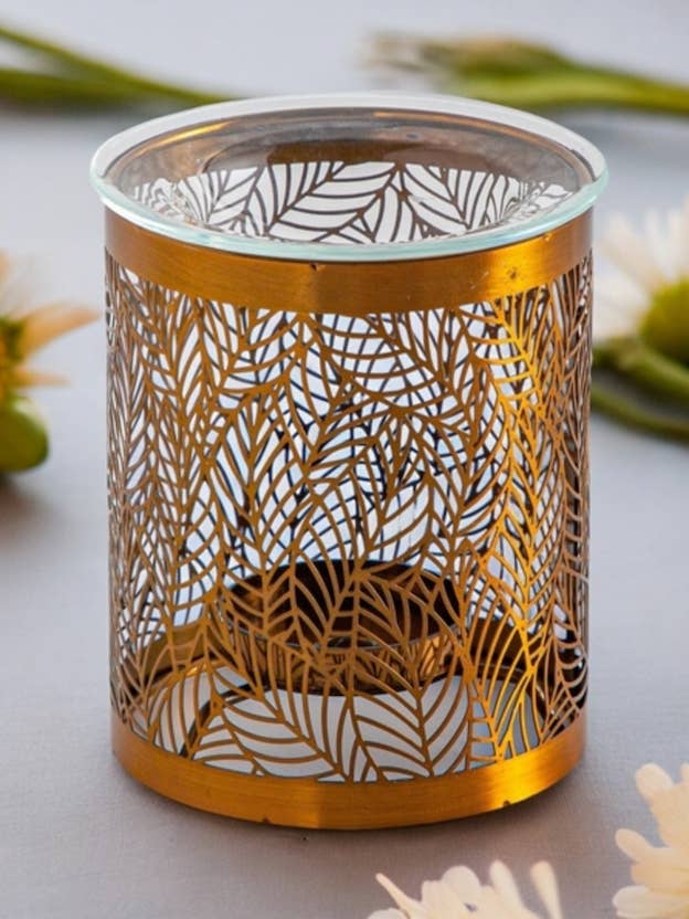 Brûle-parfum en métal - Feuilles d'or pour la vente par Five Women