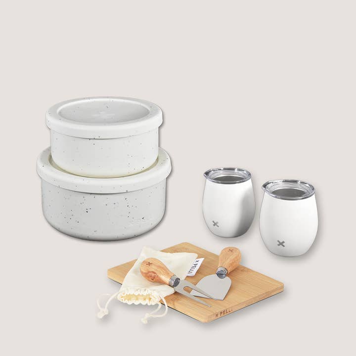 Silicone Bento, Board, Knife and Tofu Tumbler Set for wholesale by Pelli Bags