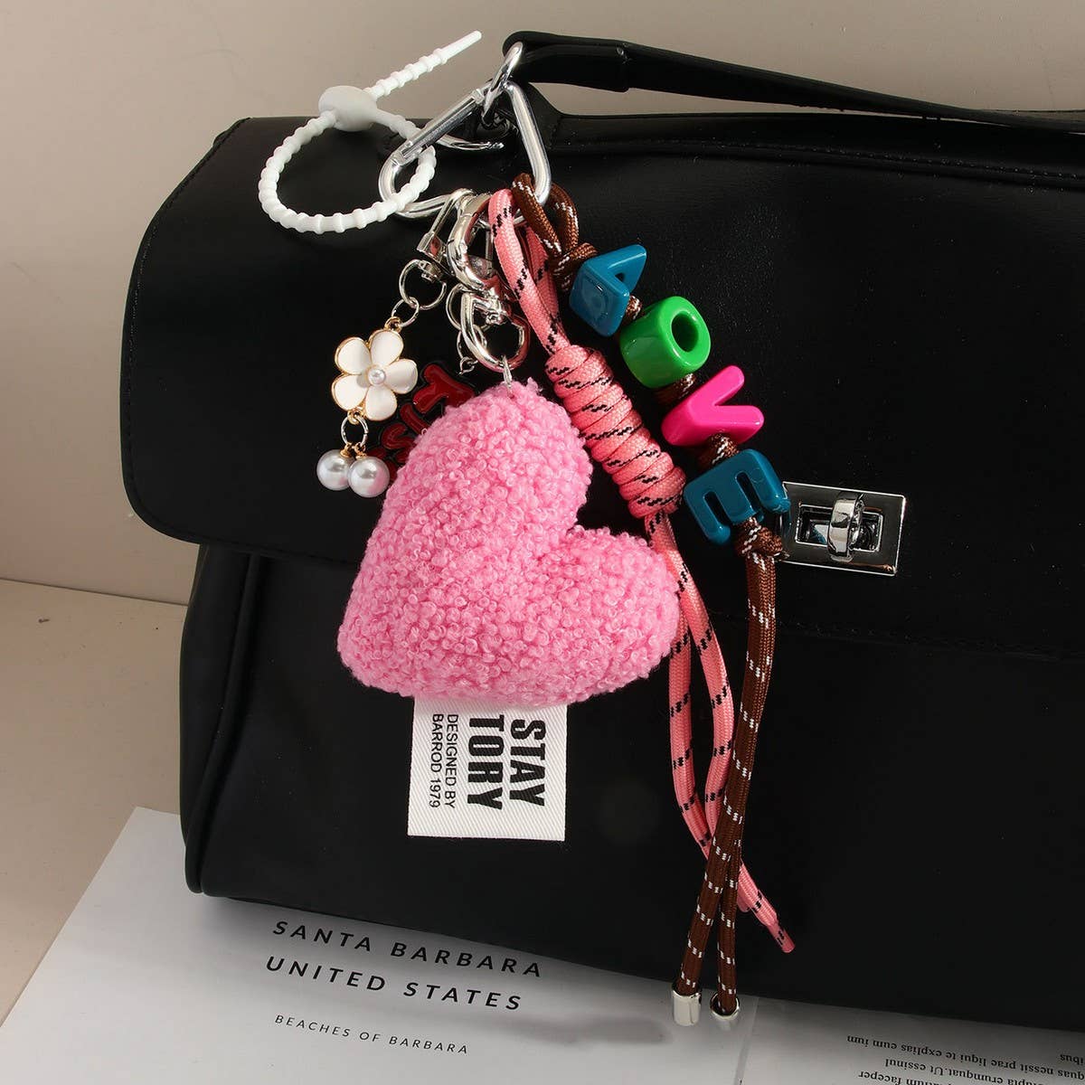 Pink Plush Heart LOVE Bag Charm – Fashion & Chic_CWMM7560 for wholesale on Faire0