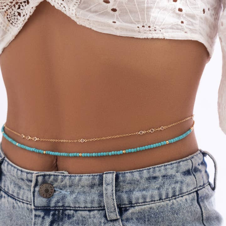 Dipped Shop - Wholesale Face/Body Chain - Simple Beaded Shell Waist Chain DPJYD182