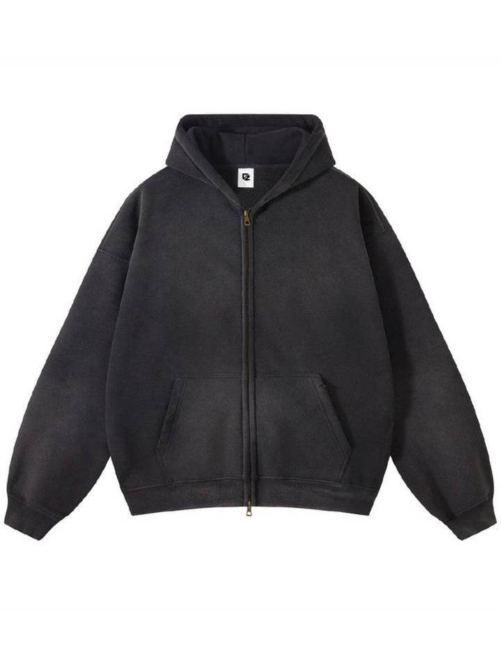 CZ Basics - Wholesale Hoodie - Unisex - Vintage Spray-Dyed Zip Hoodie