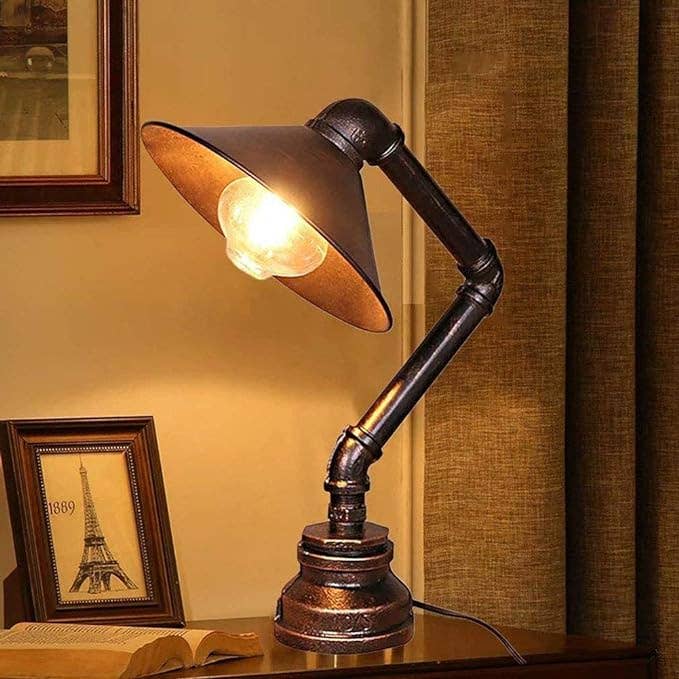 Ledsone – wholesale Accent/desk lamp – Vintage Industrial Desk Lamp Steel Pipe E27 Table Lamp ~53041