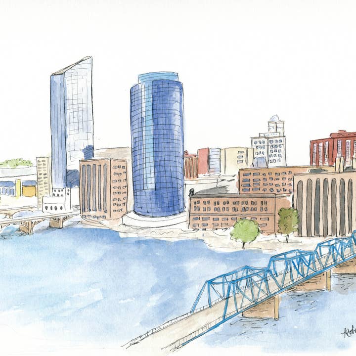 Designs by Robyn Love - Wholesale Art Print - Grand Rapids Skyline Print1