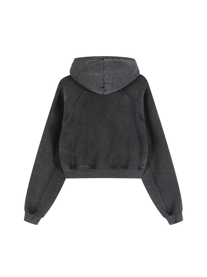 Goth Cloth Co. - Wholesale Hoodie - Women's - Basic B Grunge Wash Cropped Hoodie9
