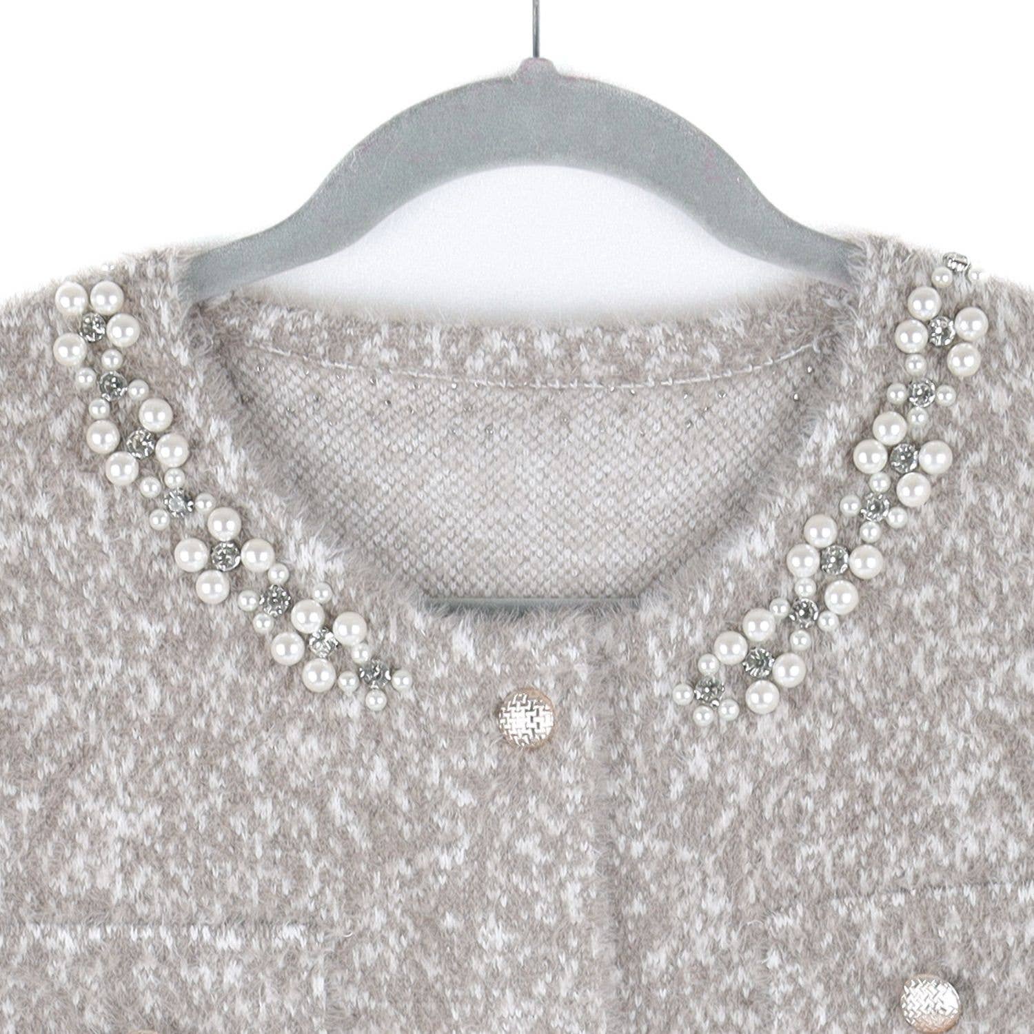 PEACH ACCESSORIES - Wholesale Cardigan - Women's - Sparkling Collar Soft Knit Pocket Cardigan SS1011