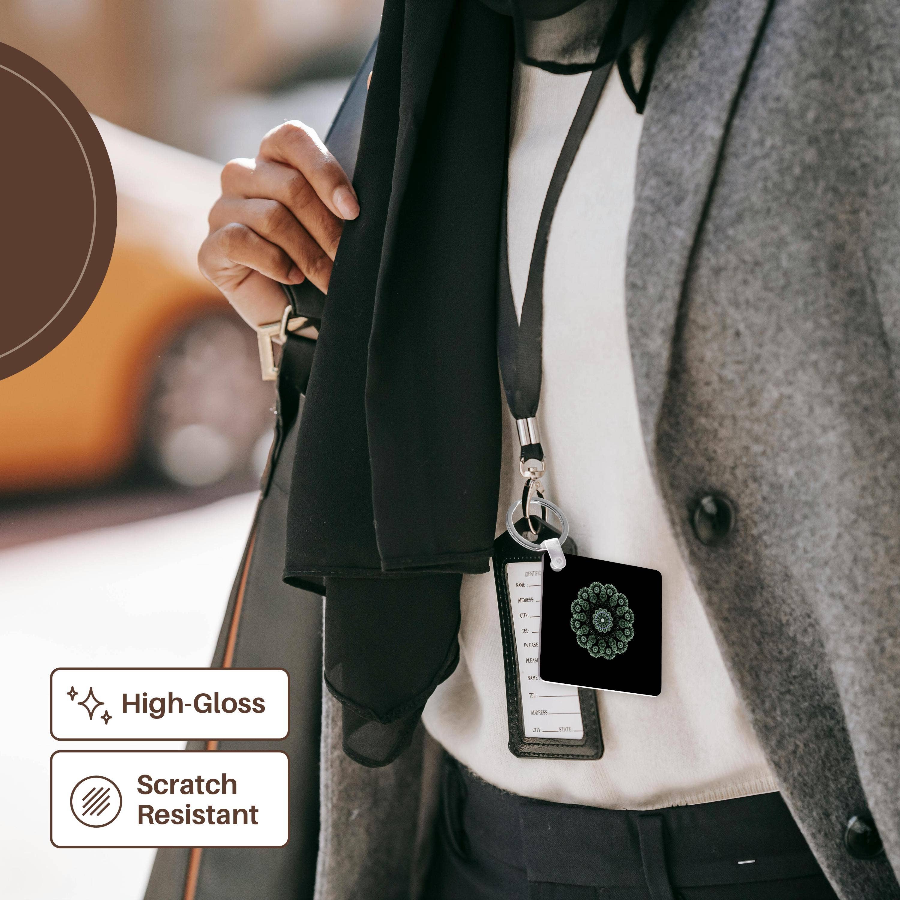 3dRose - Wholesale Keychain - Unisex - 3dRose, Image of Fractal Green Mandela On Black, Key Chain6