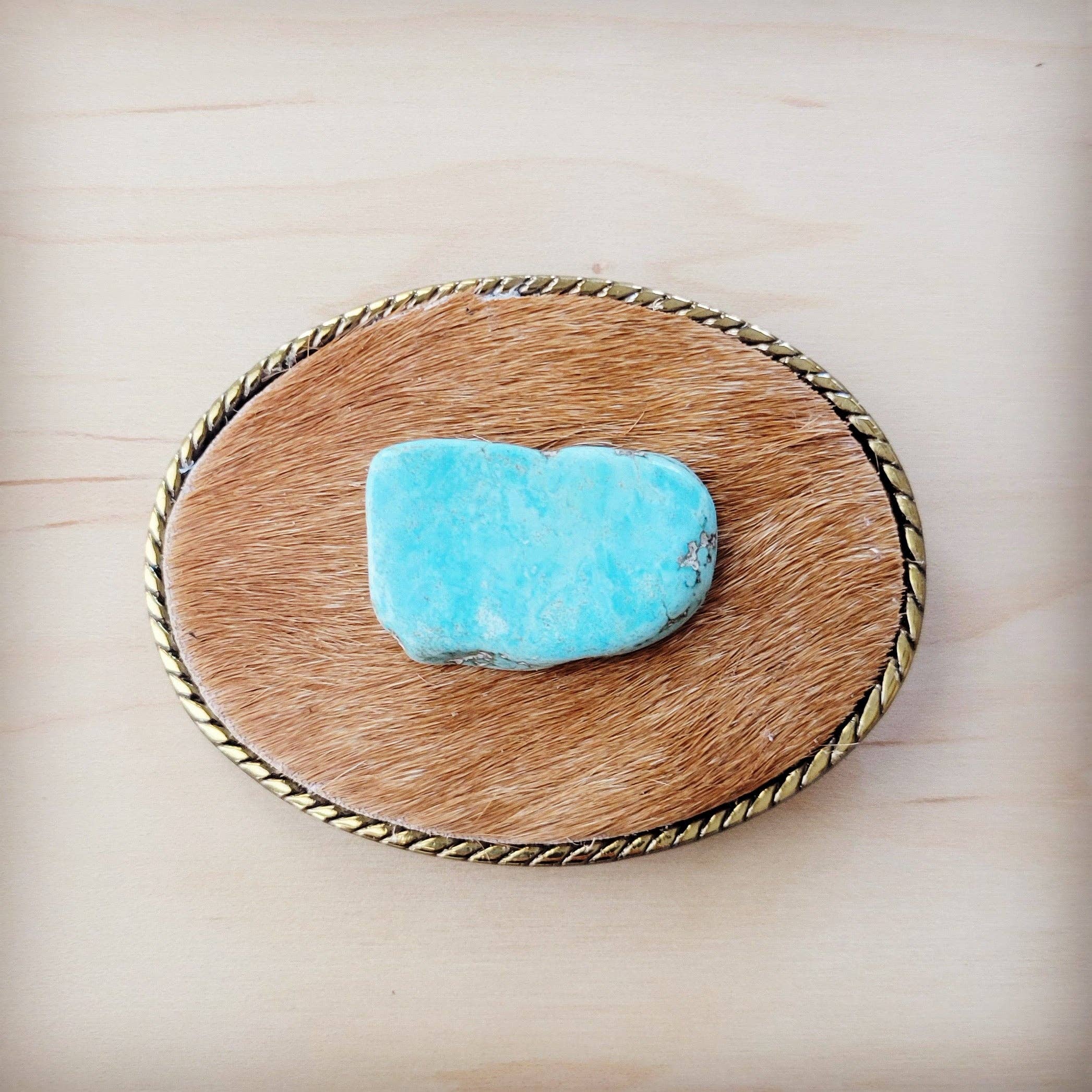 The Jewelry Junkie - Vente Boucle de ceinture – femme - Boucle de ceinture en cuir brun clair à bord corde avec turquoise bleue 907u