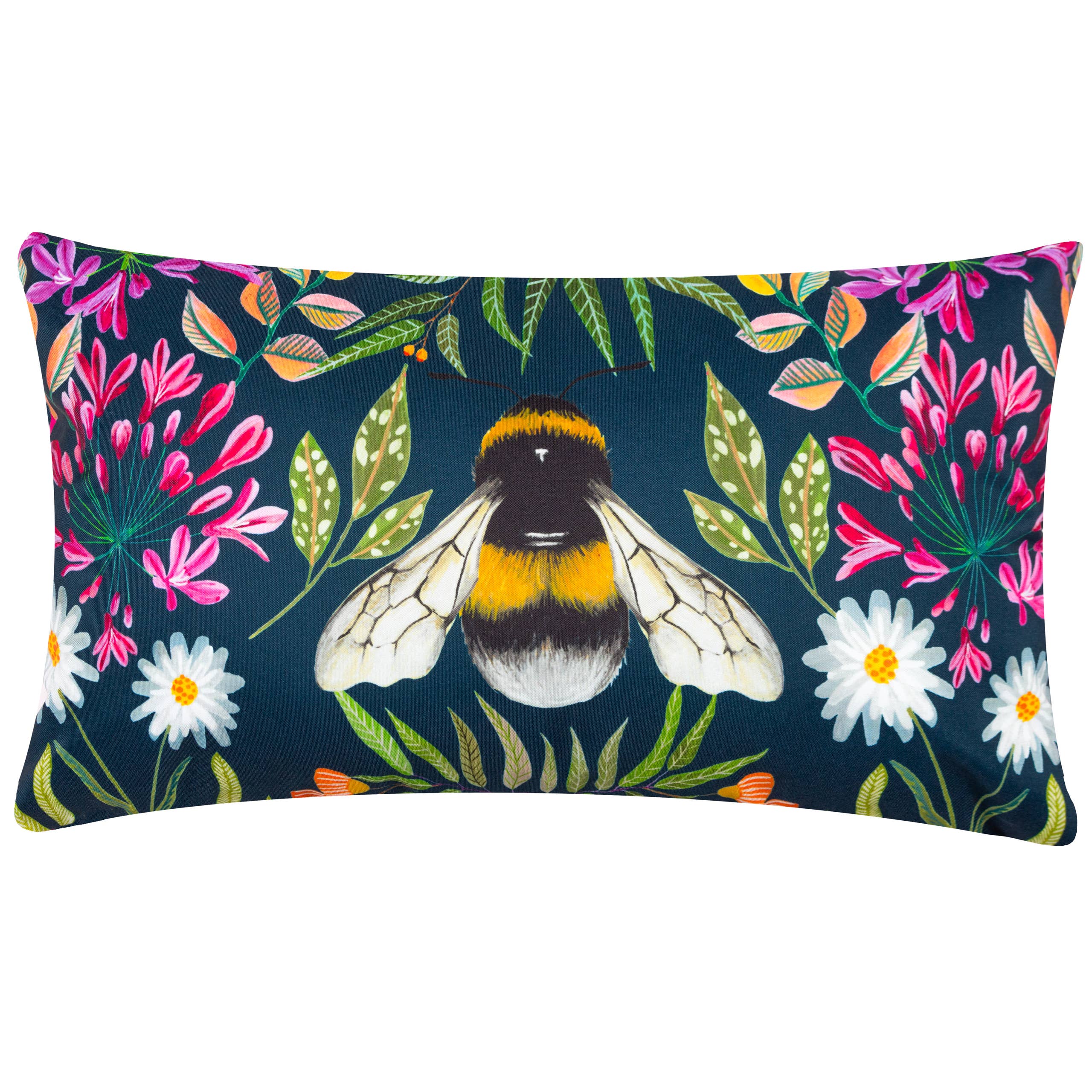 House of Bloom Zinnia Bee Rectangular Outdoor Cushion Navy for wholesale on Faire1