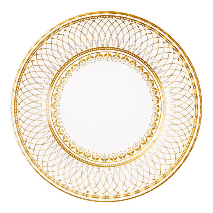 Talking Tables USA - Wholesale Disposable Plate - Gold Plates Large - 12 Pack| Christmas Plates |3