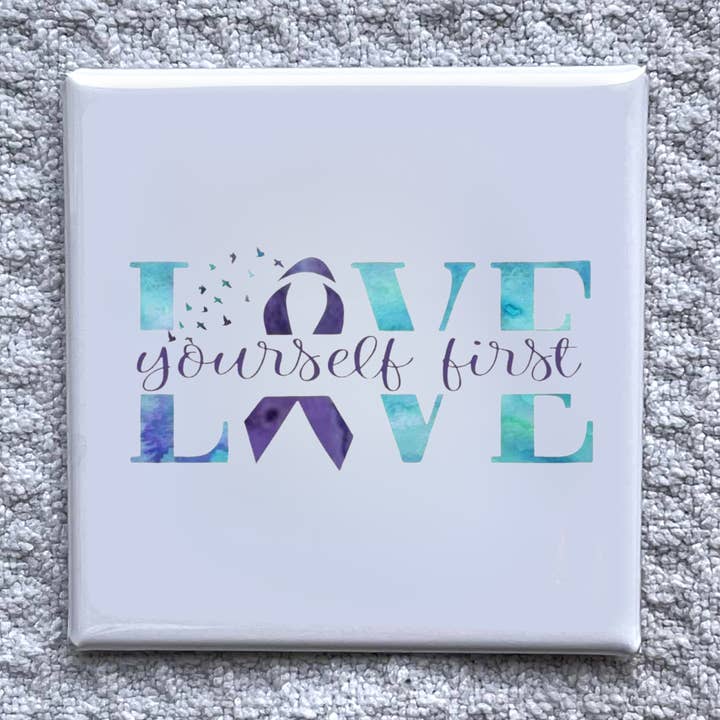 Älska dig själv 2x2" Magnet-Handgjord Kylskåpsdekoration för wholesale av Made With Aloha Magnets,llc