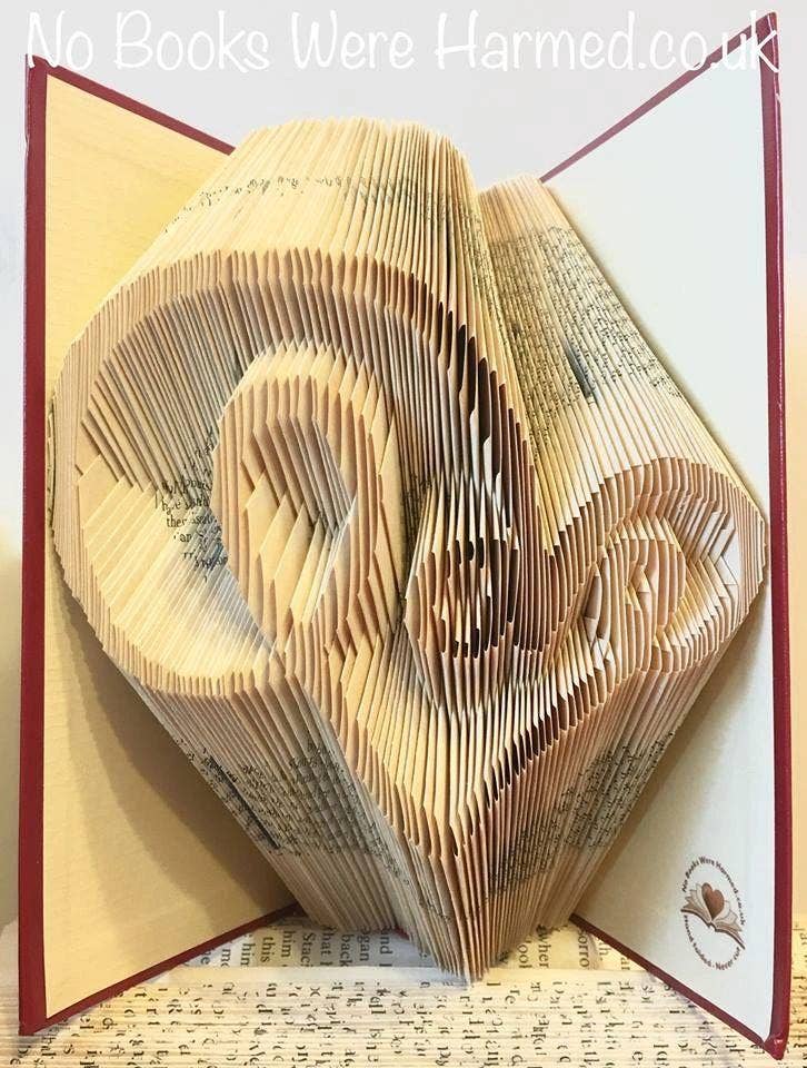 No Books Were Harmed.co.uk – wholesale Sculpture – Swirly typography "Love" heart Hand Folded Book Art Gift1
