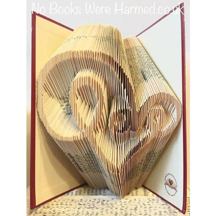 No Books Were Harmed.co.uk - Wholesale Sculpture - Swirly typography "Love" heart Hand Folded Book Art Gift1