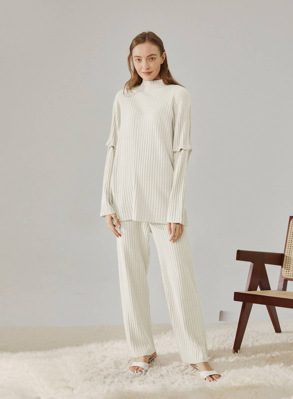 NAP - Vente Ensemble de vêtements d'intérieur – femme - Ensemble en cachemire à manches détachables2