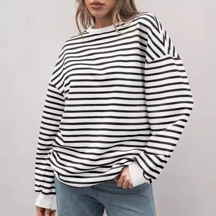 safistyle - Wholesale Sweatshirt - Women's - Colored striped crew neck sweatshirt4