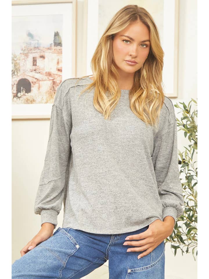 Andrée by Unit - Wholesale Shirt - Women's - Round Neck Hacci Top MHS48