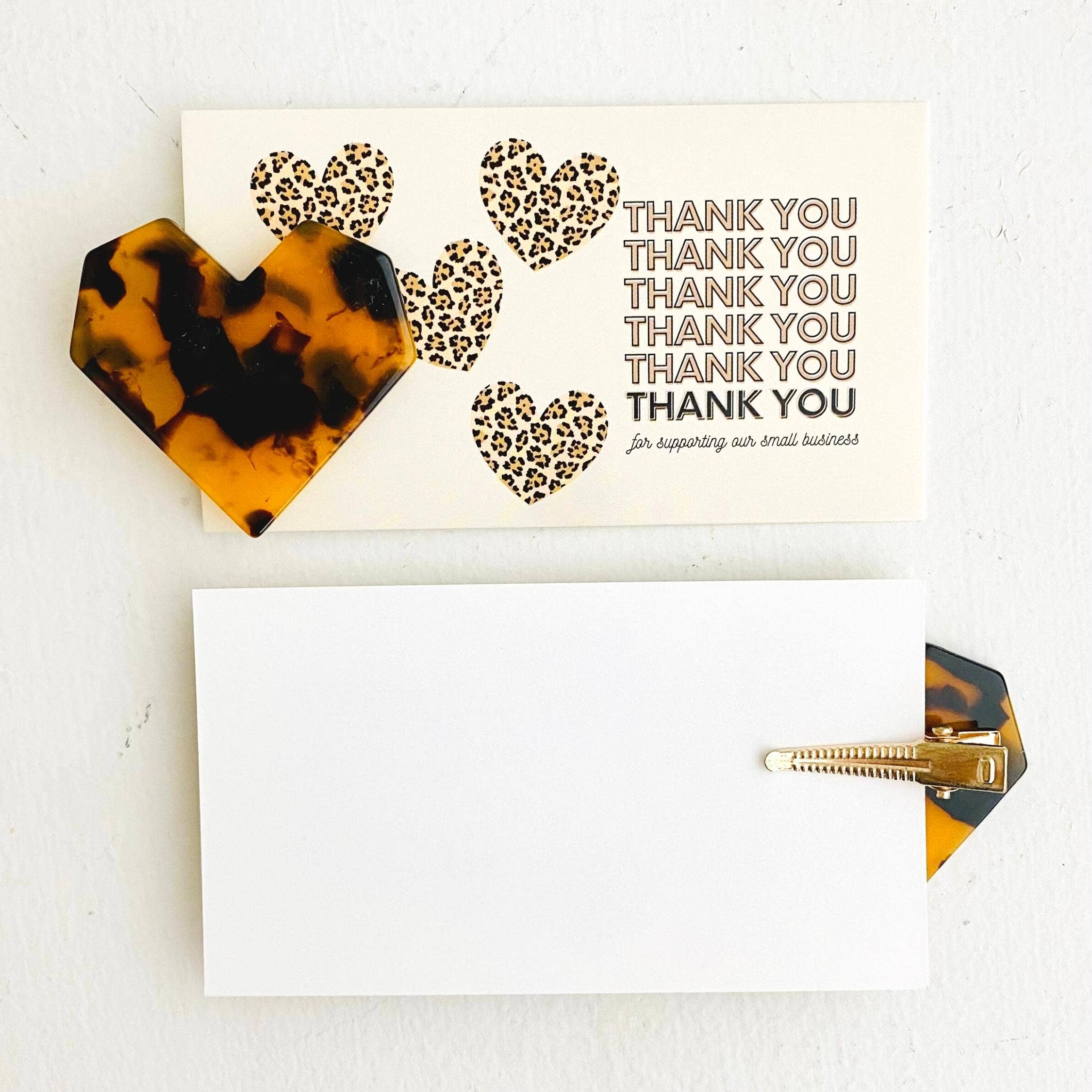 Tiny Gift Society – wholesale Hair clip – Women’s – Thank You Gifts Leopard Heart Hair Clip | Thank You Card4