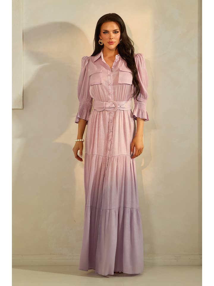 The Sang - Wholesale Dress - Women's - WAIST DETAIL HALF SLEEVED MAXI DRESS