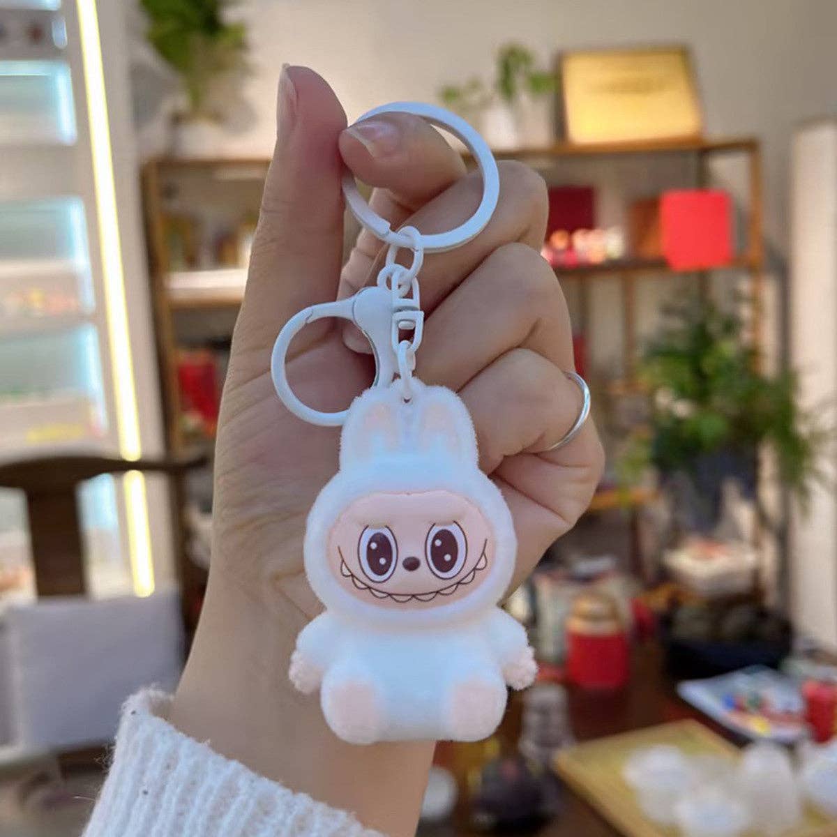 Wholesale Labubu flocking keychain labubu pendant school gift for your ...