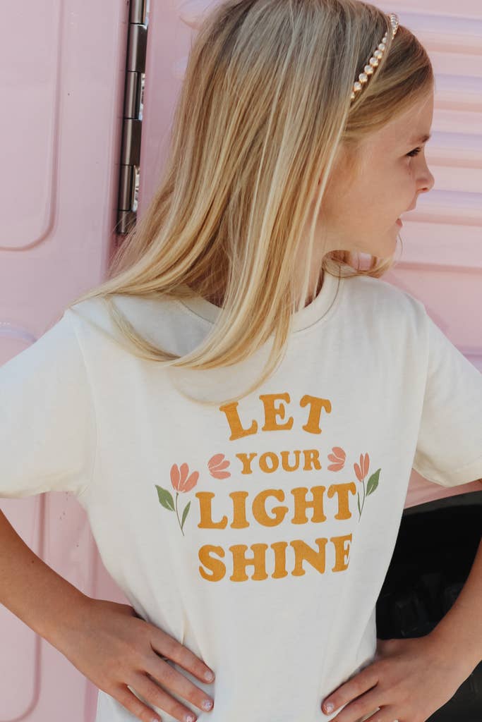 Crowned Free - Vendita all'ingrosso Maglietta serigrafata - Bambini - Maglietta Bambini "Lascia che la tua Luce Brilli" - Pesca2