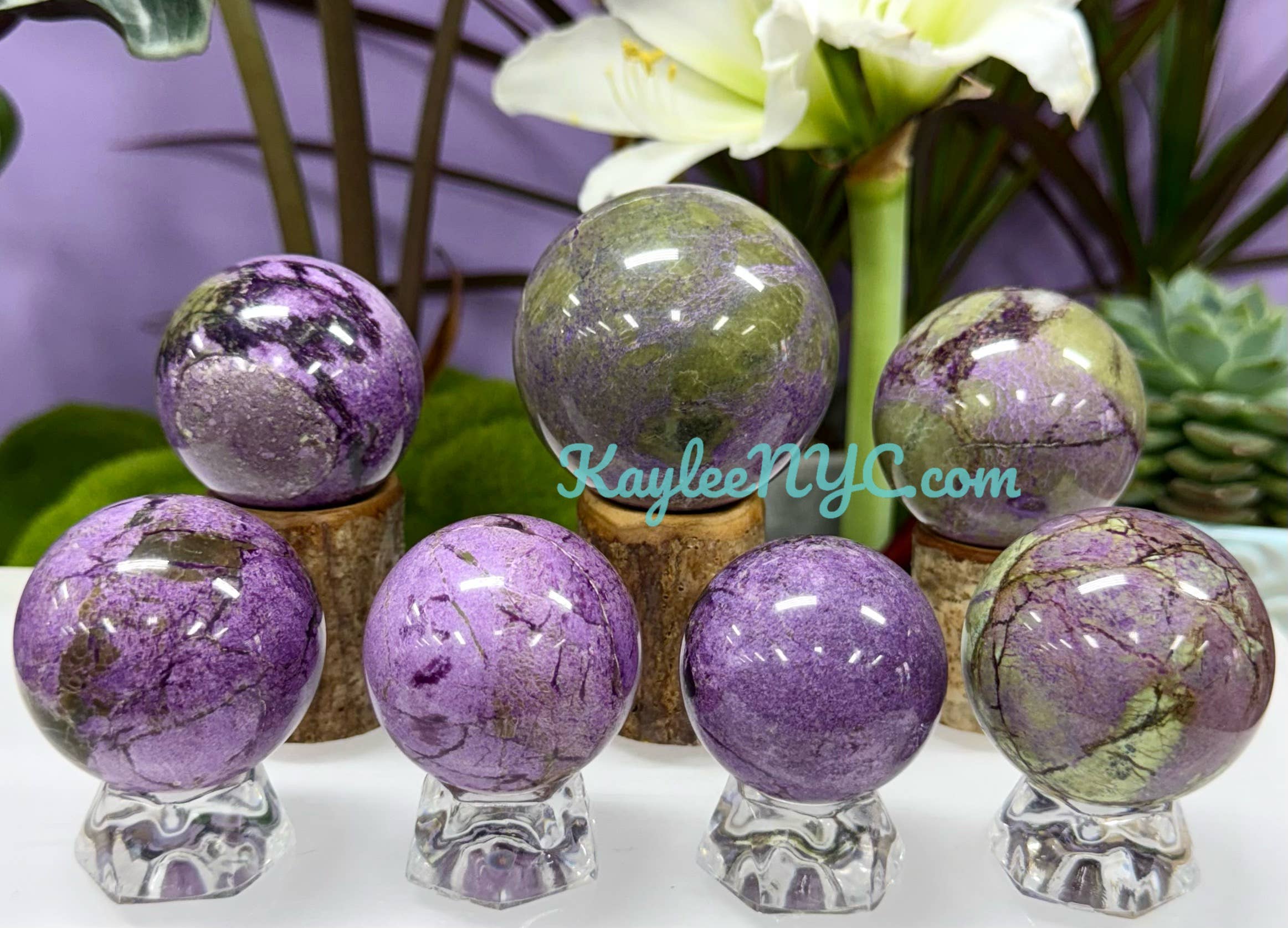 KayleeNYC - Wholesale Spiritual stone/crystal - 3-4 PCs Natural Atlantisite Stichtite Spheres Crystals4
