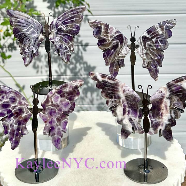 KayleeNYC - Wholesale Spiritual Stone/Crystal - Natural Chevron Amethyst Butterfly Crystal