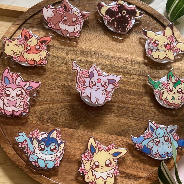 Peony Lee Art - Wholesale Phone Grip - Cherry Blossom Elemental Evolutions Glitter Epoxy Acrylic Phone Grips4