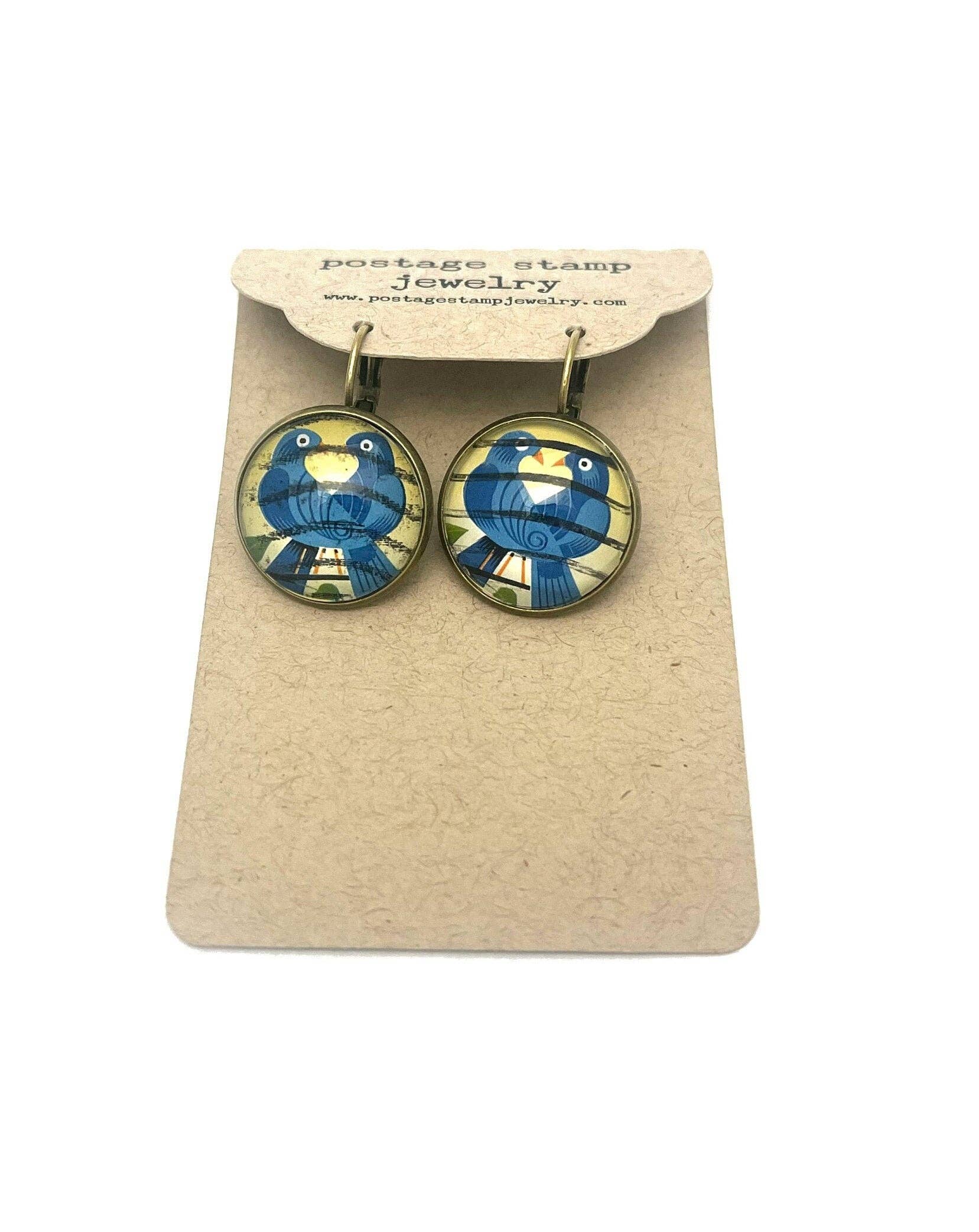 Postage Stamp Jewelry - Wholesale Dangle Earrings - 2006 Love Birds - USA Stamp - Postage stamp jewelry - Postage Stamp Earrings - French clip earrings in antique bronze finish3