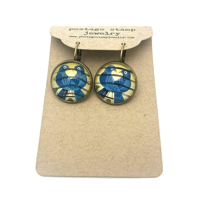 Postage Stamp Jewelry - Wholesale Dangle Earrings - 2006 Love Birds - USA Stamp - Postage stamp jewelry - Postage Stamp Earrings - French clip earrings in antique bronze finish3