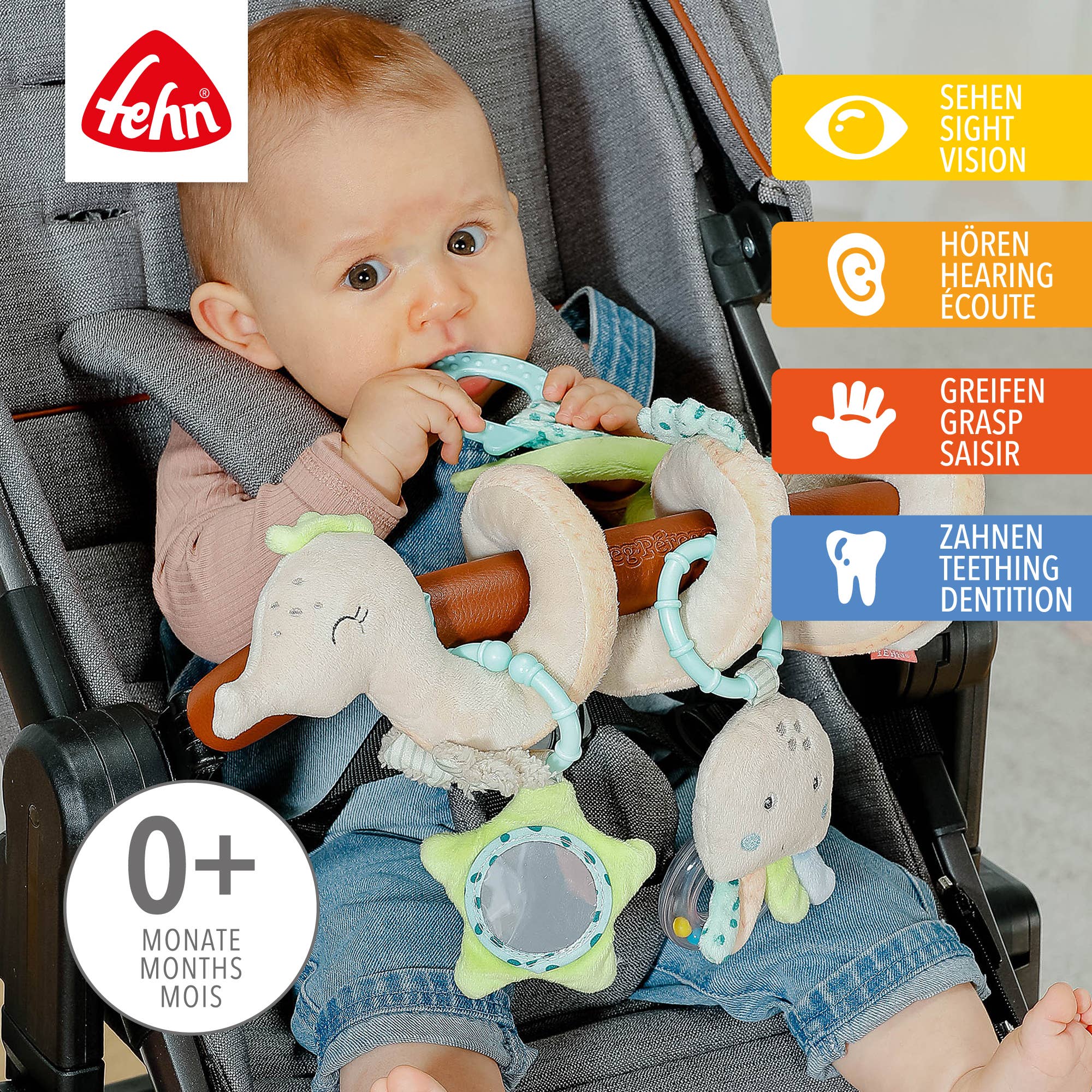 Fehn – Großhandel Hängerassel – Baby – Activity-Spirale Seepferd - Stoff-Spirale mit Anhängern1