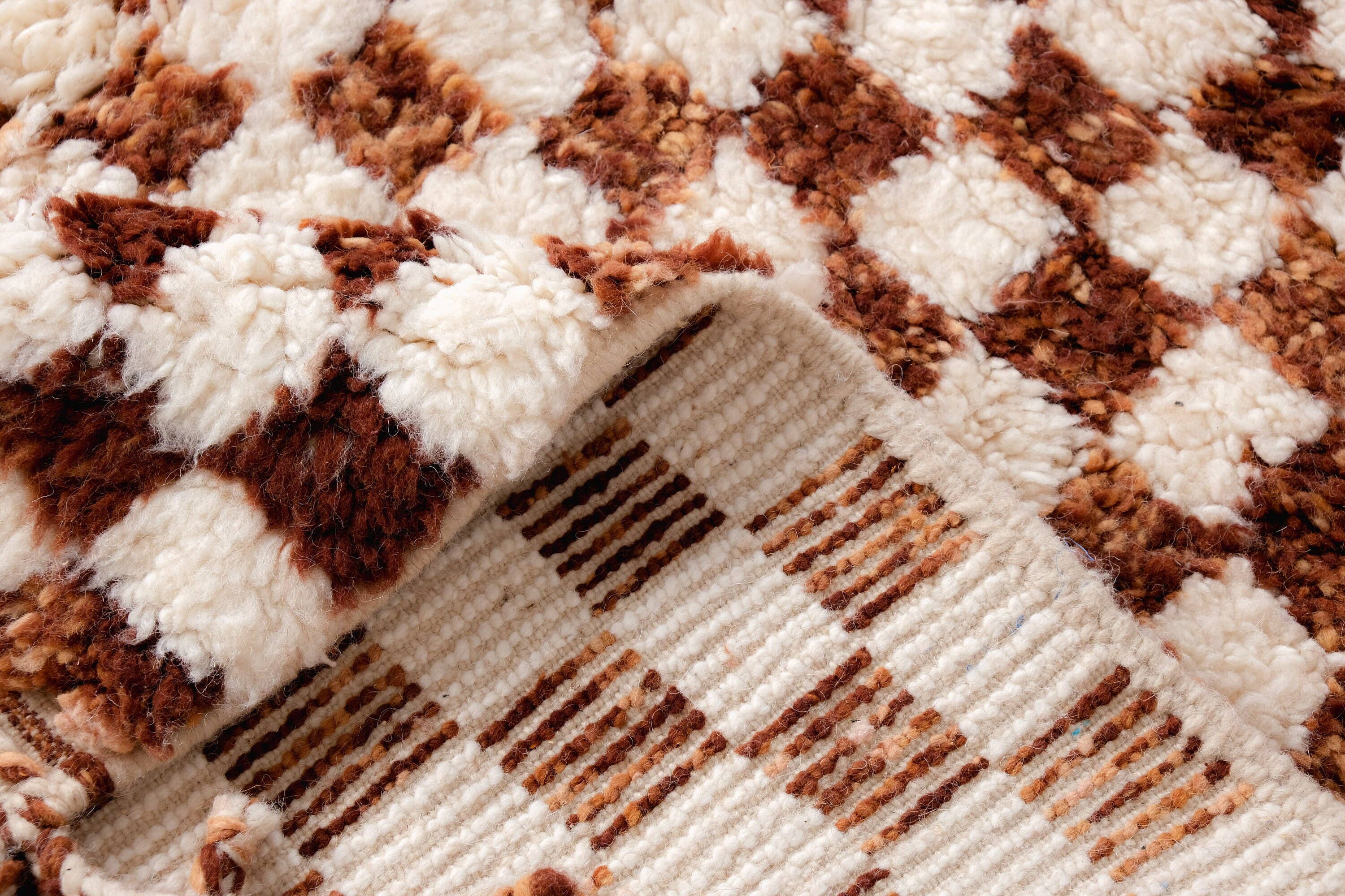 Moroccan Woven Treasures - Wholesale Area Rug - Moroccan brown Checkered rug, Soft wool Large Area Rug9