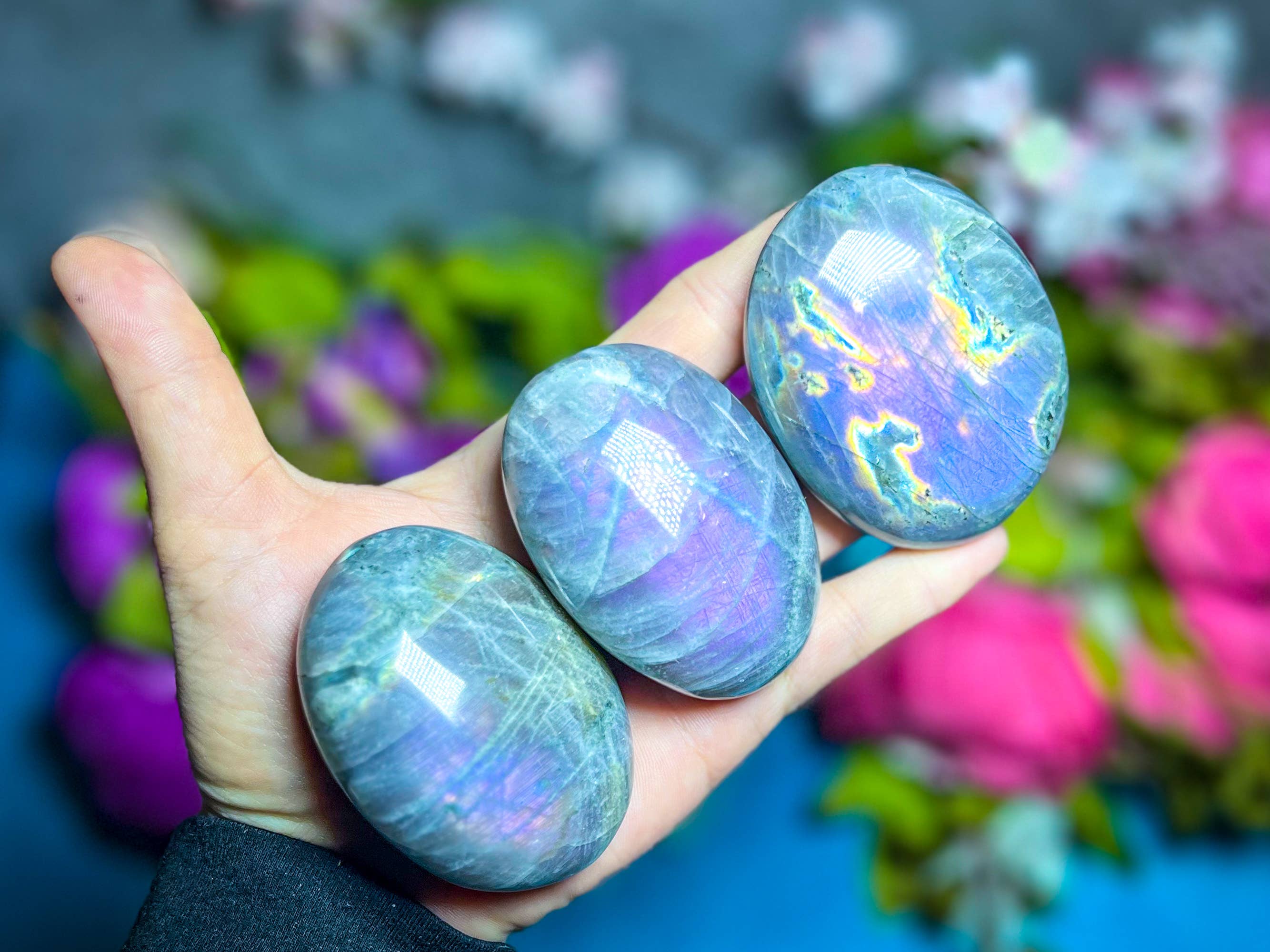 Wholesale Ethically Sourced Purple Labradorite Crystal Palmstones for