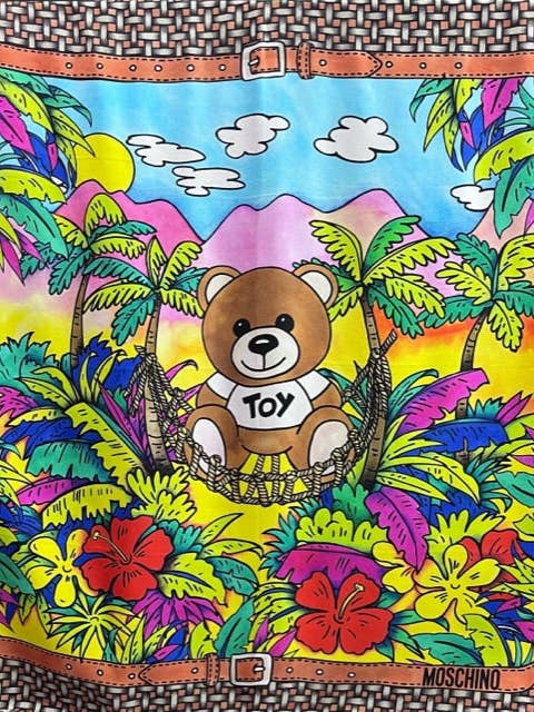 MOSCHINO Made in Italy "Teddy Bear" Women's Silk Square Scarf for wholesale by DMITRY Ties