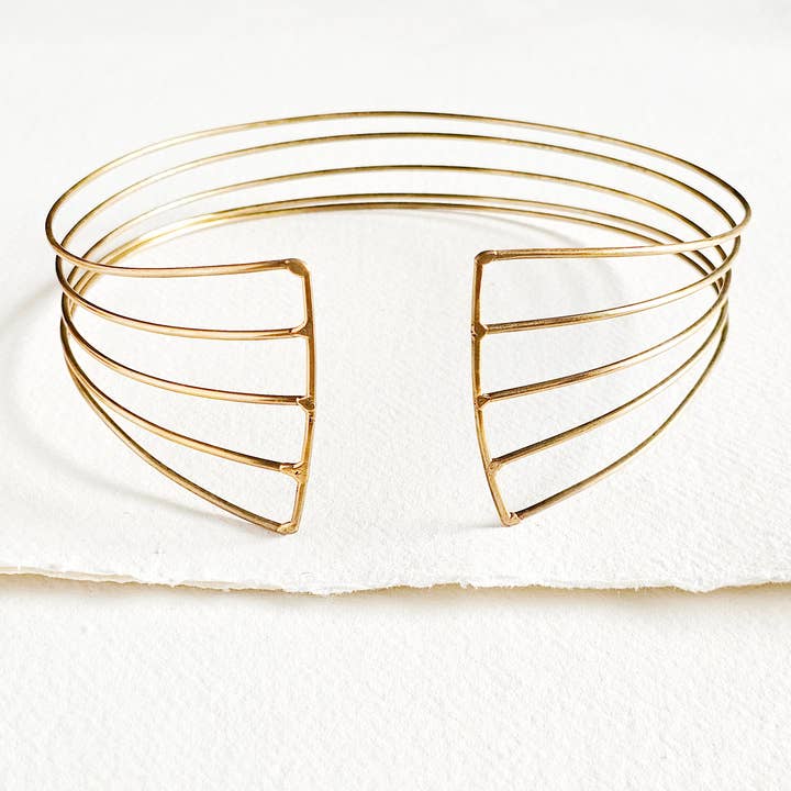 Brass wire layer necklace choker collar handcrafted wire for wholesale by Bisjoux