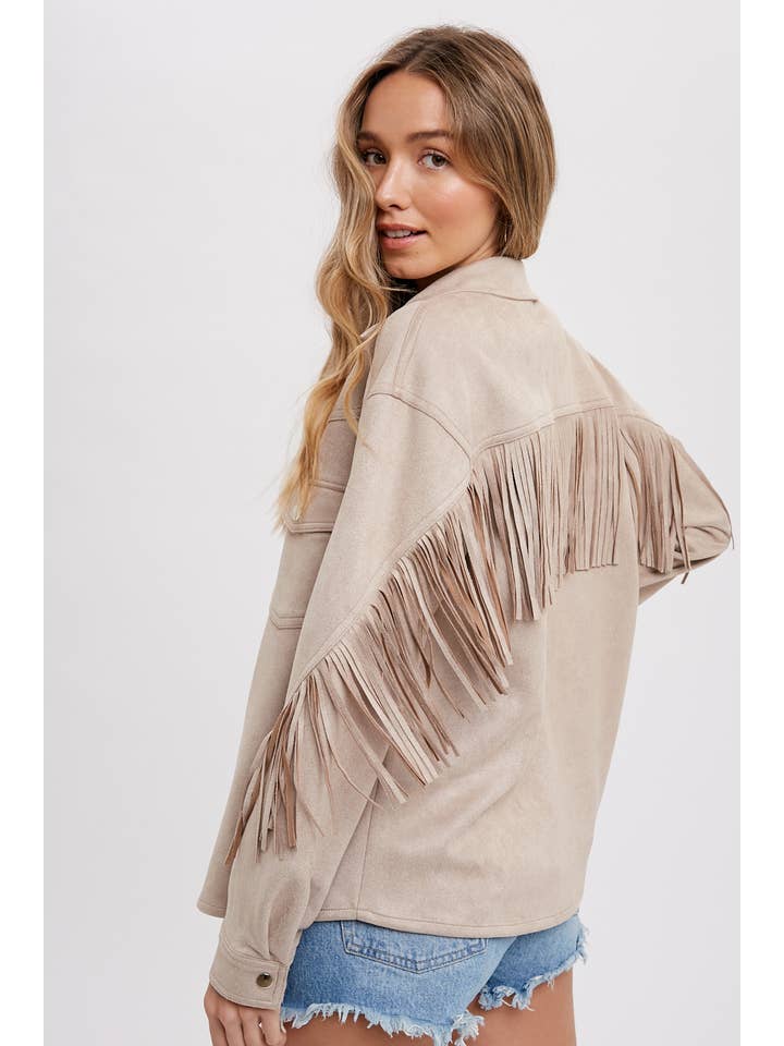 Bluivy - Wholesale Shirt Jacket/Shacket - Women's - VEGAN SUEDE FRINGED SHACKET5