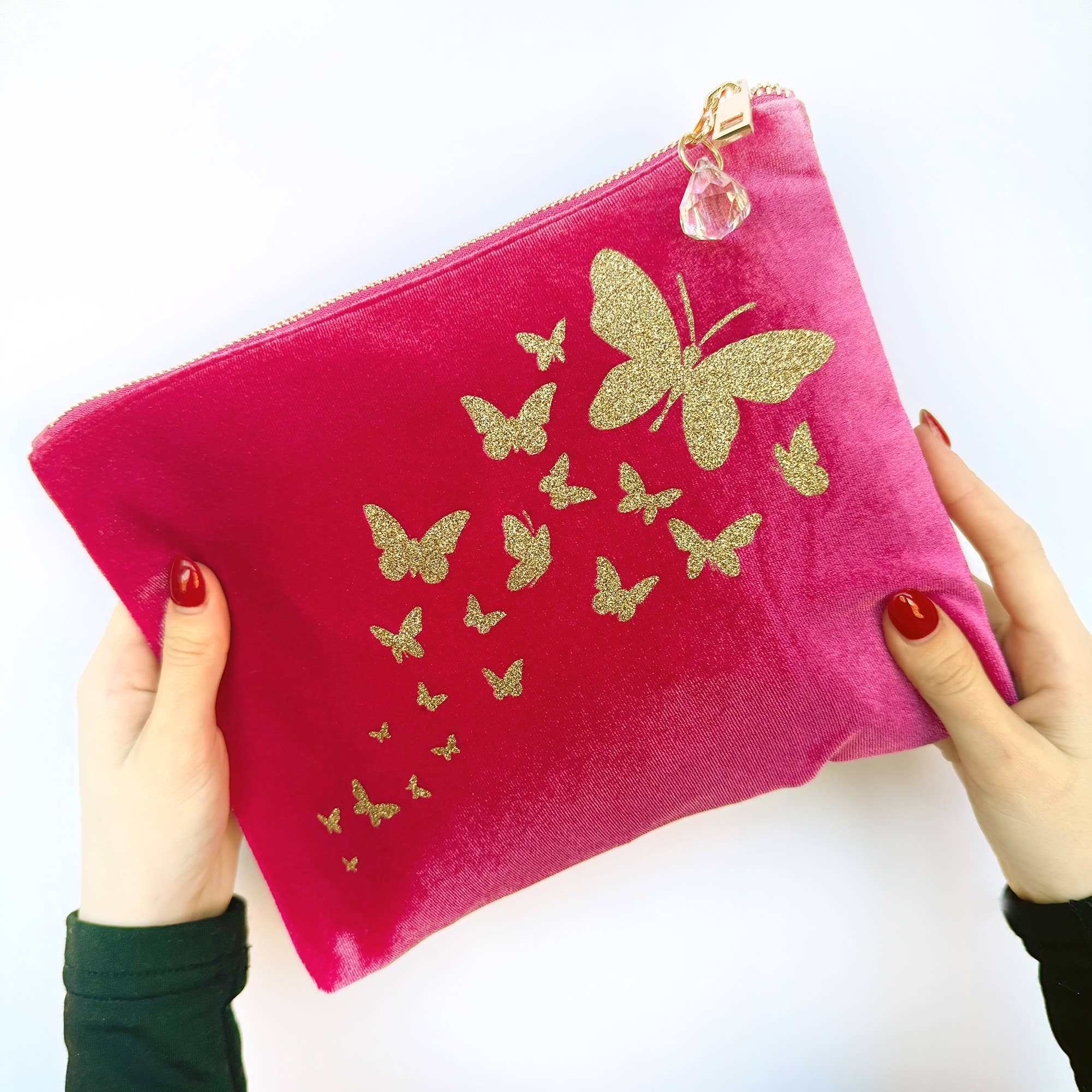 Lovethelinks Ltd – wholesale Make-up/cosmetic bag – Trailing Butterflies Velvet Make Up Bag0