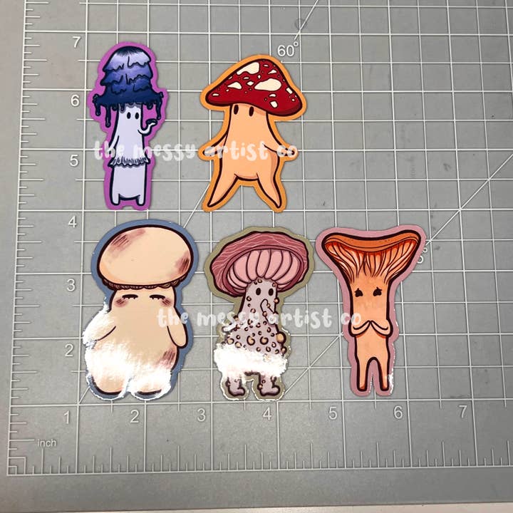 The Messy Artist Co. - Vente Autocollant - Pack d'autocollants champignons brillants2